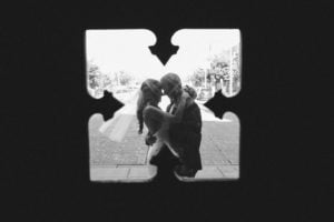 Artistic black and white silhouette wedding portrait by Brian + Lindsey Photography